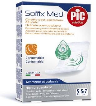 CEROTTO PIC SOFFIX MED IN TNT CON TAMPONE CENTRALE ASSORBENTE STERILE MONOUSO 5X7 CM ANTIBATTERICO 5 PEZZI - Farma Nice