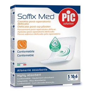 CEROTTO PIC SOFFIX MED IN TNT CON TAMPONE CENTRALE ASSORBENTE STERILE MONOUSO 10X6 CM ANTIBATTERICO 5 PEZZI - Farma Nice
