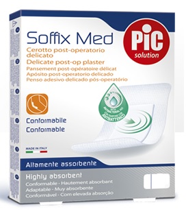 CEROTTO PIC SOFFIX MED IN TNT CON TAMPONE CENTRALE ASSORBENTE STERILE MONOUSO STERILE 25X10 CM ANTIBATTERICO 3 PEZZI - Farma Nice
