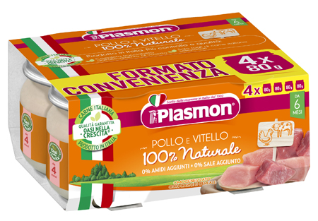 PLASMON OMOGENEIZZATO POLLO VITELLO 4 PEZZI 80 G - Farma Nice