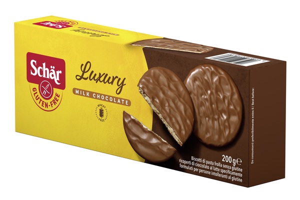 SCHAR LUXURY BISCOTTI DI PASTA FROLLA RICOPERTI DI CIOCCOLATO AL LATTE 200 G - Farma Nice