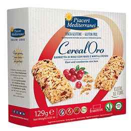 PIACERI MEDITERRANEI CEREALORO BARRETTA DI RISO CON MAIS E MIRTILLI ROSSI 6 PEZZI DA 21,5 G - Farma Nice