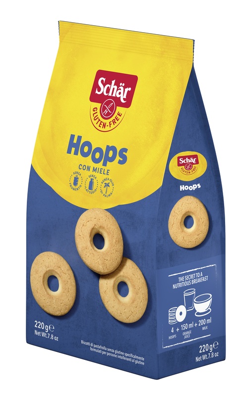 SCHAR HOOPS CON MIELE BISCOTTI DI PASTAFROLLA SENZA LATTOSIO 220 G - Farma Nice