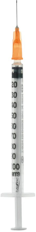 SIRINGA PER INSULINA EXTRAFINE 1ML 100 UI AGO REMOVIBILE 25 GAUGE 0,5X16 MM 1 PEZZO - Farma Nice