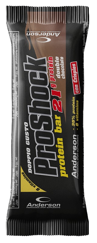 ANDERSON PRO SHOCK PROTEIN BAR DOUBLE CHOCOLATE CON CRISPIES 60 G - Farma Nice