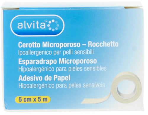 CEROTTO MICROPOROSO IN ROCCHETTO ALVITA IPOALLERGENICO PER PELLI SENSIBILI 5X500CM - Farma Nice
