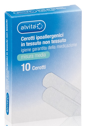 ALVITA CEROTTO IN TESSUTO NON TESSUTO ESTENSIBILE BIANCO CON TAMPONE ANTISETTICO MEDIO 10 PEZZI - Farma Nice