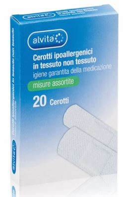 ALVITA CEROTTO IN TESSUTO NON TESSUTO ESTENSIBILE BIANCO CON TAMPONE ANTISETTICO ASSORTITO 20 PEZZI - Farma Nice