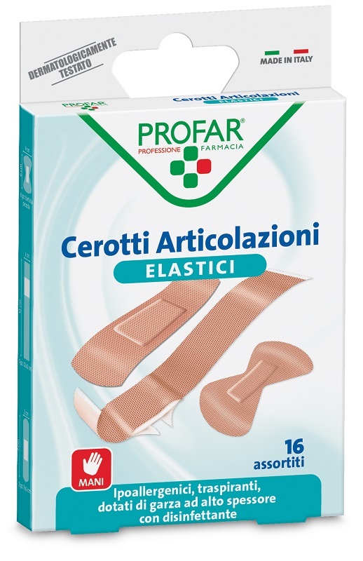 CEROTTO ELASTRICI MANI DITA ARTICOLAZIONI 16 PEZZI ASSORTITI PROFAR - Farma Nice