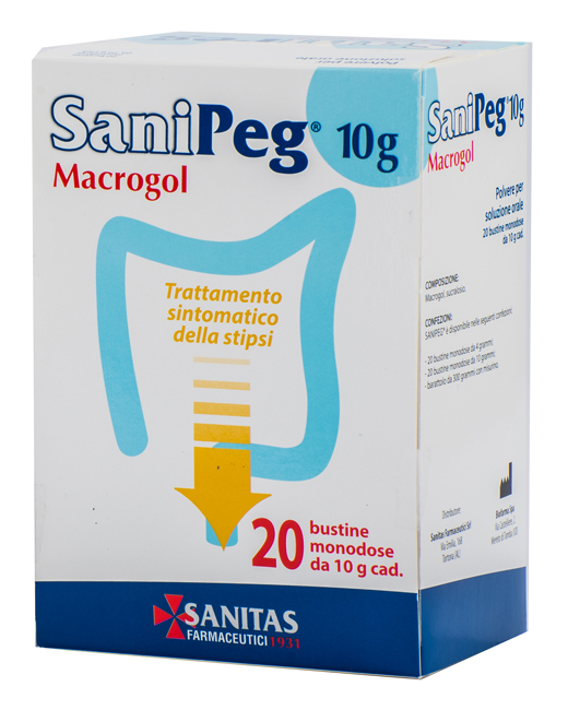 SANIPEG MACROGOL POLVERE PER SOLUZIONE ORALE 20 BUSTE DA 10 G - Farma Nice