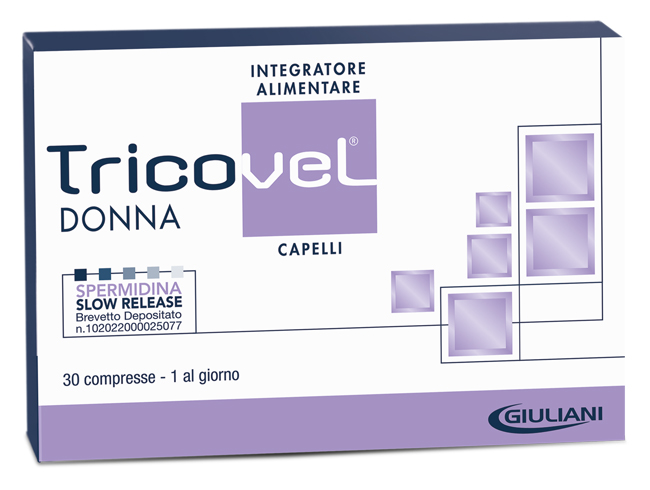 TRICOVEL DONNA INTEGRATORE ALIMENTARE CON NUTRIENTI SPECIFICI PER CAPELLI 30 COMPRESSE - Farma Nice