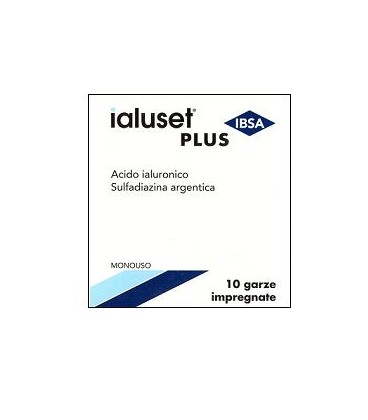 GARZA IALUSET PLUS IMPREGNATA DI CREMA DI ACIDO IALURONICO 0,05%, DI SULFADIAZINA ARGENTICA 1%, MACROGOL, GLICEROLO E ACQUA 10 X 10 CM 10 PEZZI - Farma Nice