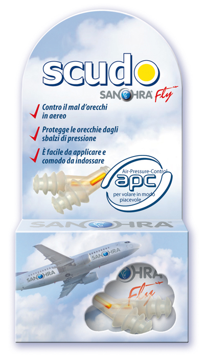 FILTRO AURICOLARE EARPLUG SCUDO FLY ADULTI SANOHRA 2 PEZZI - Farma Nice
