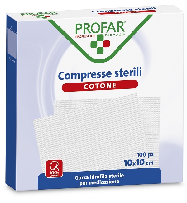 COMPRESSE IN COTONE 100 PEZZI 10 X 10 CM PROFAR - Farma Nice