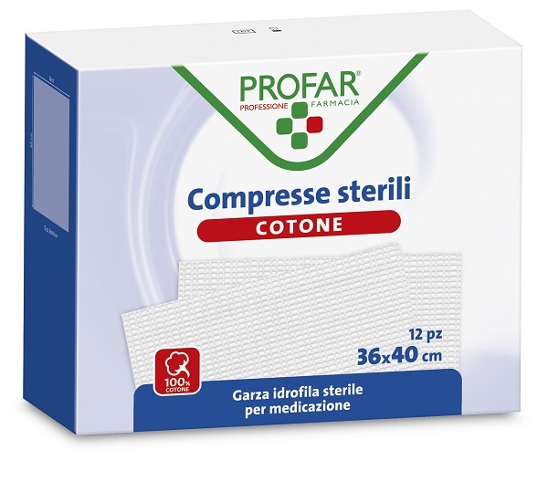 COMPRESSE IN COTONE 12 PEZZI 36 X 40 CM PROFAR - Farma Nice
