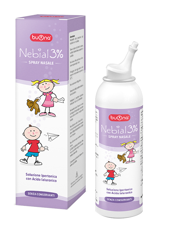 NEBIAL SOLUZIONE SALINA IPERTONICA DI SODIO CLORURO AL 3% CON ACIDO IALURONICO SPRAY NASALE 100 ML - Farma Nice