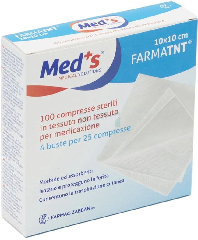 GARZA COMPRESSA MEDS FARMATNT IN TESSUTO NON TESSUTO 10X10CM 100 PEZZI - Farma Nice