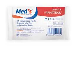 GARZA COMPRESSA IDROFILA MEDS FARMATEXA 12/8 10X10CM 25 PEZZI - Farma Nice