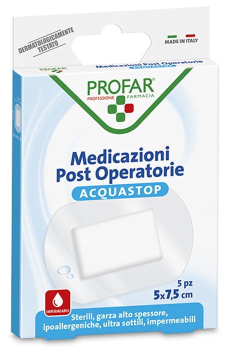 ACQUASTOP MEDICAZIONE POST OPERATORIA 5X7,5 CM PROFAR MED 5 PEZZI - Farma Nice