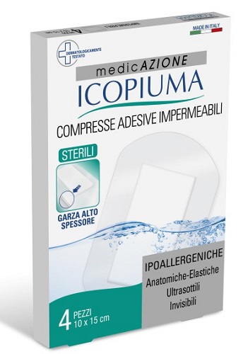 ICOPIUMA GARZA COMPRESSA MEDICATA POSTOPERATORIA 10X15 CM 4 PEZZI - Farma Nice