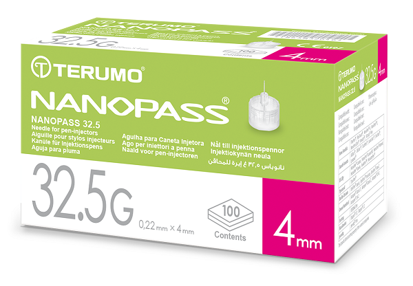AGO PER PENNA DA INSULINA NANOPASS 32,5 GAUGE LUNGHEZZA 4 MM 100 PEZZI - Farma Nice