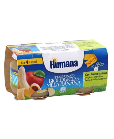 HUMANA OMOGENEIZZATO MELA/BANANA BIO 2 VASETTI 100 G - Farma Nice