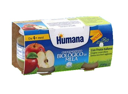 HUMANA OMOGENEIZZATO MELA BIO 2 VASETTI 100G - Farma Nice