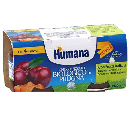 HUMANA OMOGENEIZZATO PRUGNA BIO 2 VASETTI 100 G - Farma Nice