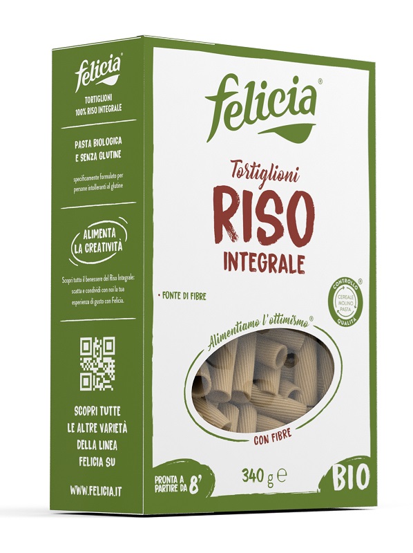 FELICIA BIO RISO INTEGRALE TORTIGLIONI 340 G - Farma Nice