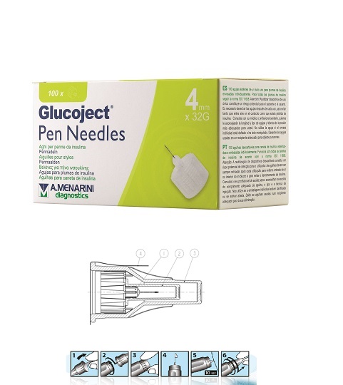 AGO PER PENNA DA INSULINA GLUCOJECT LUNGHEZZA 4 MM GAUGE 32 100 PEZZI - Farma Nice