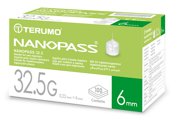 AGO PER PENNA DA INSULINA NANOPASS 32,5 GAUGE LUNGHEZZA 6 MM 100 PEZZI - Farma Nice