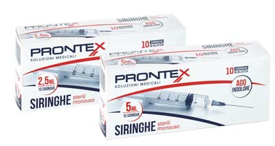 SIRINGA PRONTEX 5 ML AGO IND 10 PEZZI - Farma Nice