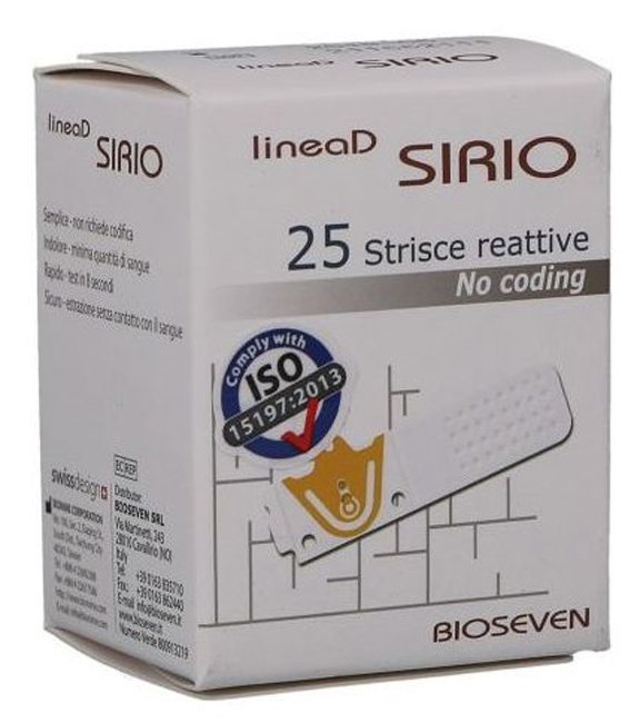 STRISCE MISURAZIONE GLICEMIA LINEA D SIRIO 25 PEZZI - Farma Nice