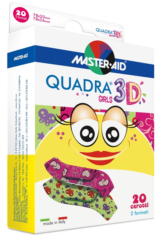 CEROTTO MASTER-AID QUADRA 3D GIRLS 20 PEZZI ASSORTITI - Farma Nice