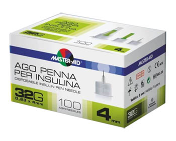 AGO PER PENNA DA INSULINA MASTER-AID 32 GAUGE 4 MM 100 PEZZI - Farma Nice