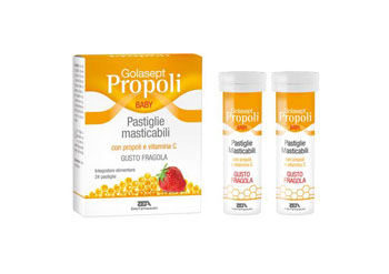GOLASEPT PROPOLI BABY 24 COMPRESSE MASTICABILI FRAGOLA - Farma Nice