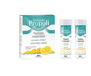 GOLASEPT PROPOLI 24 COMPRESSE MASTICABILI MIELE LIMONE - Farma Nice