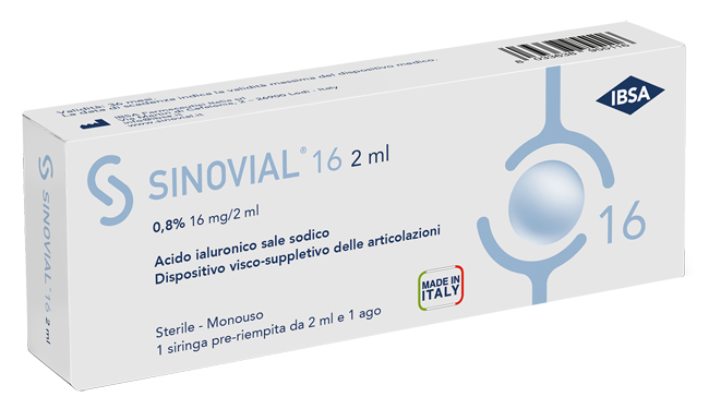 SIRINGA INTRA-ARTICOLARE SINOVIAL 16 ACIDO IALURONICO SALE SODICO 0,8% 16MG/2ML 2ML + AGO 21 GAUGE - Farma Nice