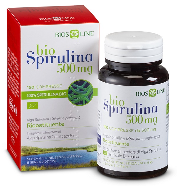 BIOSLINE BIOSPIRULINA 500 NEW 150 COMPRESSE CERT ECOCERT - Farma Nice