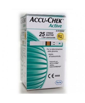 STRISCE MISURAZIONE GLICEMIA ACCU-CHEK ACTIVE STRIPS 25 PEZZI INF RETAIL - Farma Nice