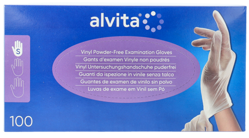 ALVITA GUANTI IN VINILE SENZA POLVERE TAGLIA S 100 PEZZI - Farma Nice