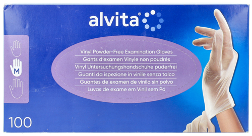 GUANTI DA ISPEZIONE ALVITA IN VINILE SENZA TALCO M 100 PEZZI - Farma Nice