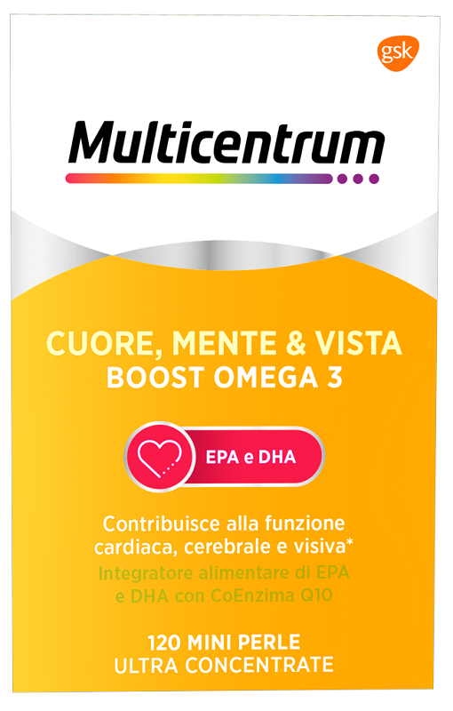 MULTICENTRUM CUORE MENTE E VISTA BOOST OMEGA 3 120 MINI PERLE - Farma Nice