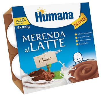 HUMANA MERENDA AL LATTE GUSTO CIOCCOLATO 100 G 4 PEZZI - Farma Nice