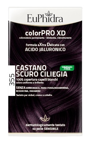 EUPHIDRA COLORPRO XD 355 CASTANO SCURO CILIEGIA GEL COLORANTE CAPELLI IN FLACONE + ATTIVANTE + BALSAMO + GUANTI - Farma Nice