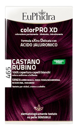 EUPHIDRA COLORPRO XD 465 CAST RUBINO GEL COLORANTE CAPELLI IN FLACONE + ATTIVANTE + BALSAMO + GUANTI - Farma Nice