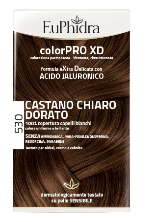 EUPHIDRA COLORPRO XD 530 CASTANO CHIARO DORATO GEL COLORANTE CAPELLI IN FLACONE + ATTIVANTE + BALSAMO + GUANTI - Farma Nice