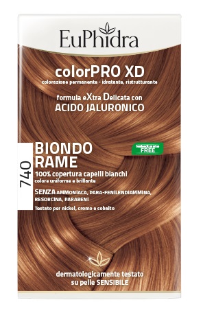 EUPHIDRA COLORPRO XD 740 BIONDO RAME GEL COLORANTE CAPELLI IN FLACONE + ATTIVANTE + BALSAMO + GUANTI - Farma Nice