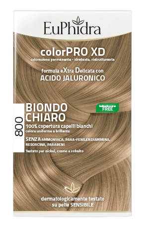 EUPHIDRA COLORPRO XD 800 BIONDO CHIARO GEL COLORANTE CAPELLI IN FLACONE + ATTIVANTE + BALSAMO + GUANTI - Farma Nice