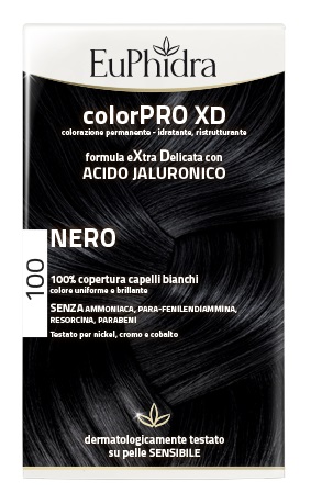 EUPHIDRA COLORPRO XD 100 NERO GEL COLORANTE CAPELLI IN FLACONE + ATTIVANTE + BALSAMO + GUANTI - Farma Nice